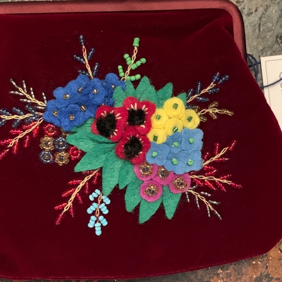 Lulu Guinness velvet floral frame purse. - Picture 2 of 5